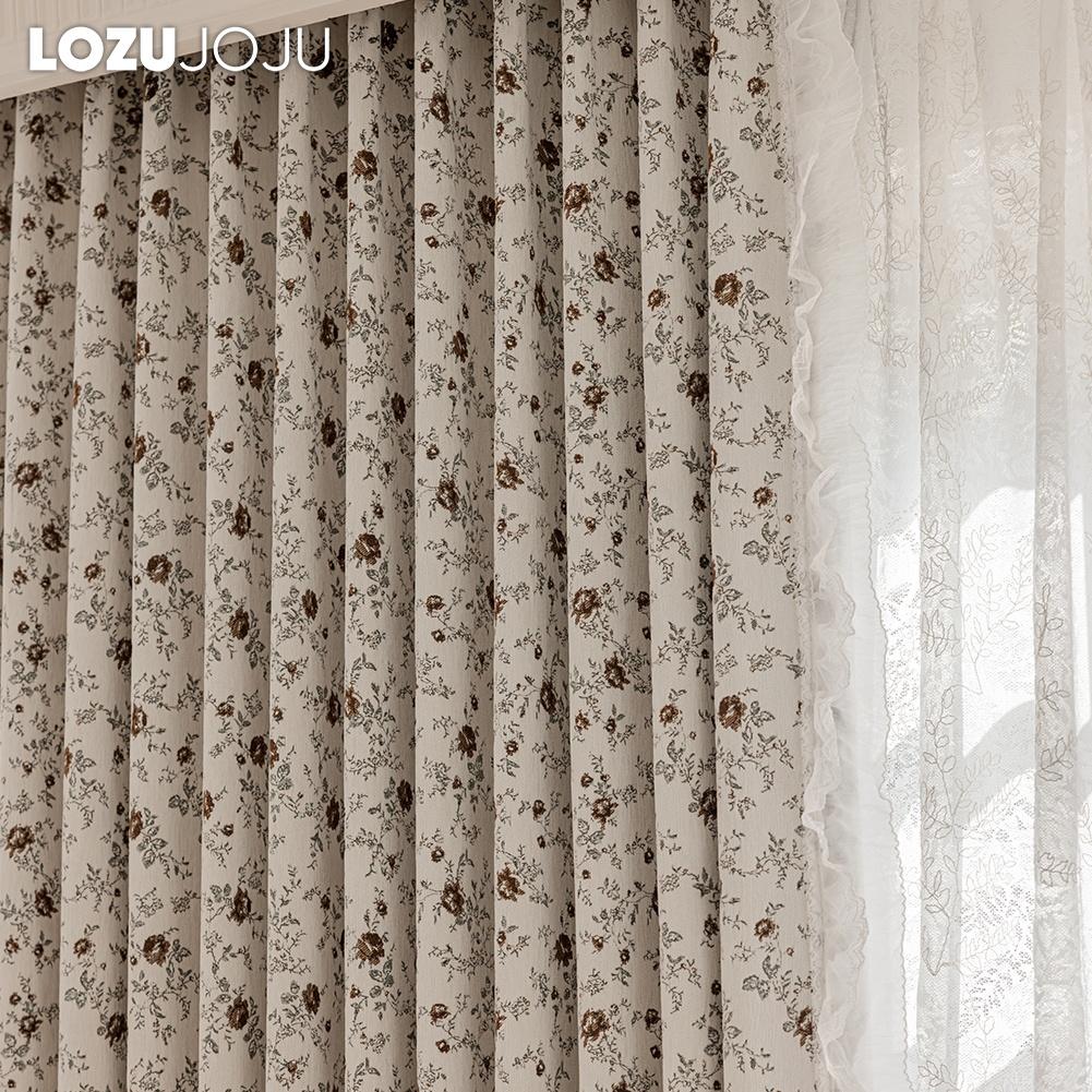 1PC LOZUJOJU Mid Ancient Style Floral Blackout Curtains French Lace Edge Curtains for Bedroom Living Room Home Decor