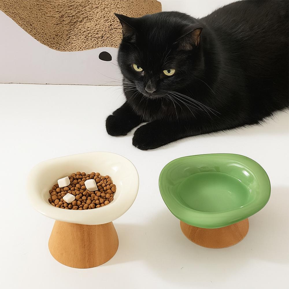 Non-Slip Dog High Foot Bowl Ceramic Diagonal Neck Bowl Practical Pet Cat Bowl  For Cat Dog