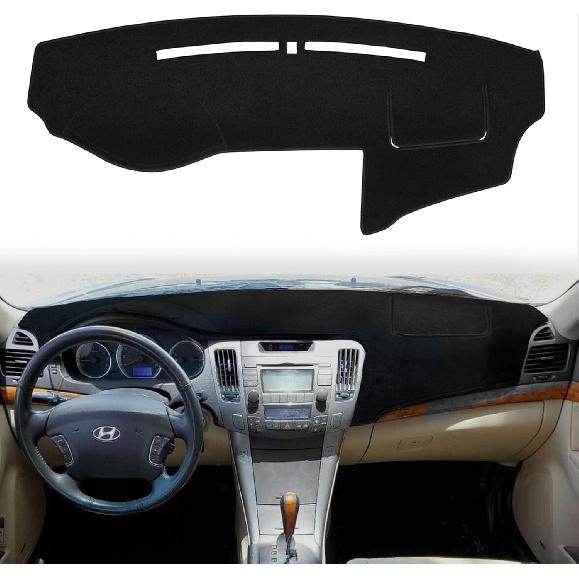 Dashboard Cover Dash Cover Mat Pad Custom Fit for Hyundai Sonata 2009 2010 with Cutout for Sensor (09-10 Black)