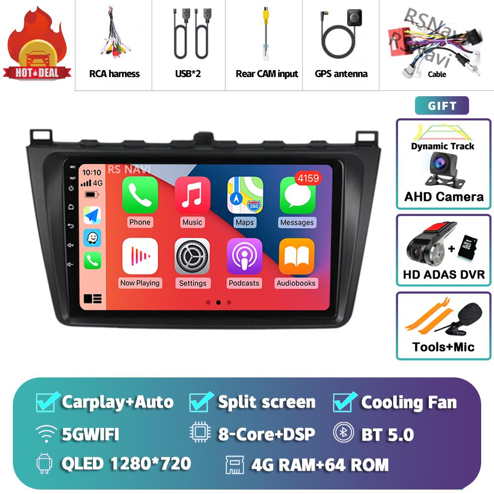 Android 14 Carplay Auto For Mazda 6 2008 - 2012 Car Radio 4G+WIFI Player Multimedia Stereo Navigation Video 360 Camera AI Voice