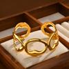 Classic Geometric Gold Plated Hollow Cuff Bracelet for Women, Stainless Steel Wide Open Bangle With Silk Scarf, Exotic Jewelry