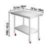 SucceBuy Stainless Steel Kitchen Worktable shelves Commercial Work Bench Table with Caster Wheels for Home Restaurant Storage