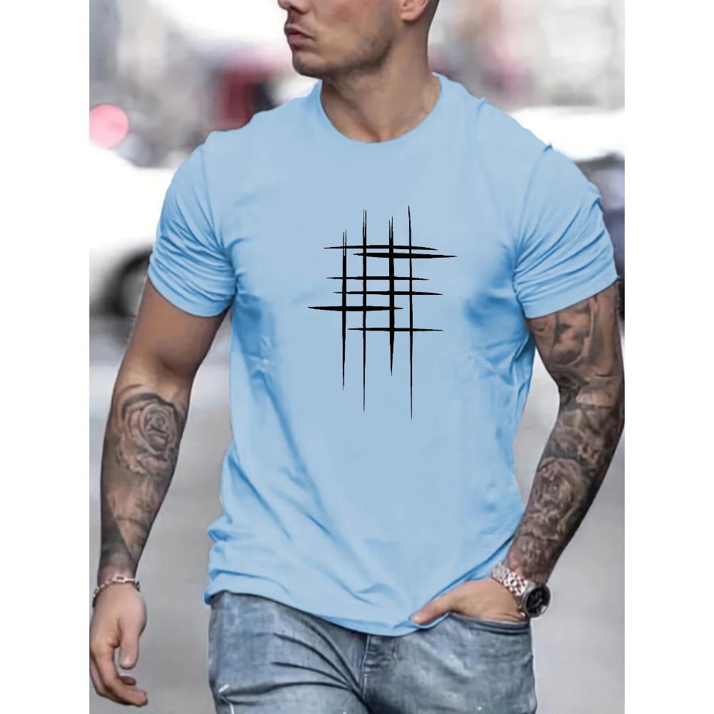 Summer Men's Casual Loose Pattern Printed Round Neck Short Sleeved T-shirt Top