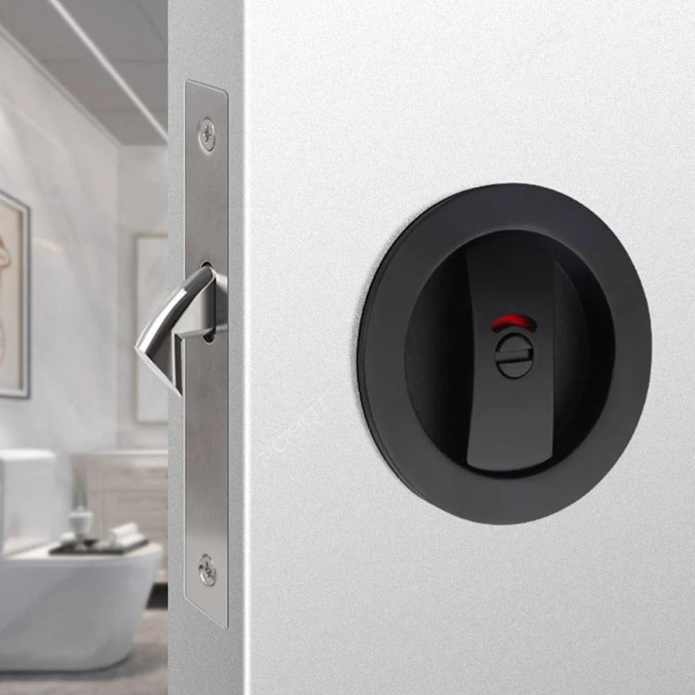 Einsteck-Türschloss Badezimmer-Schiebetürschloss Einzelhaken Mit Rotem Und Grünem Indikator Schloss Runde Unsichtbare Türschloss-Hardware