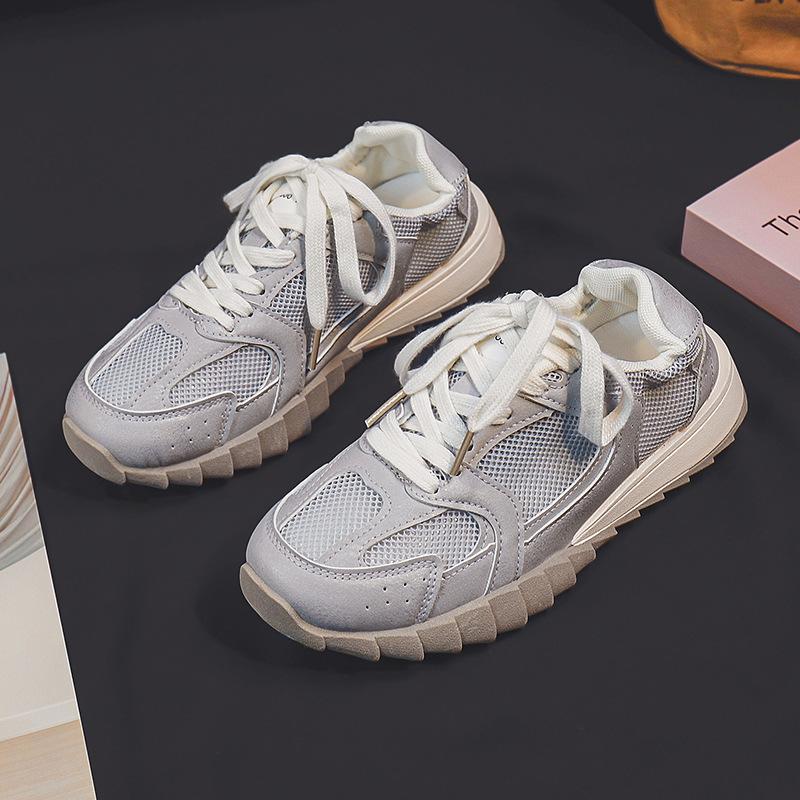 

Модные громоздкие кроссовки женские туфли легкие кроссовки с мягкой подошвой новые сетчатые дышащие нескользящие универсальные кроссовки Tide 40 серый