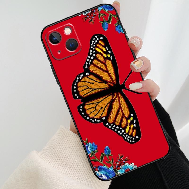 Butterfly Flower Phone Case For iPhone 17 Pro Max 15 14 13 11 12 16 Pro Max Mini 15 16 Plus 16e 17 Air Cover