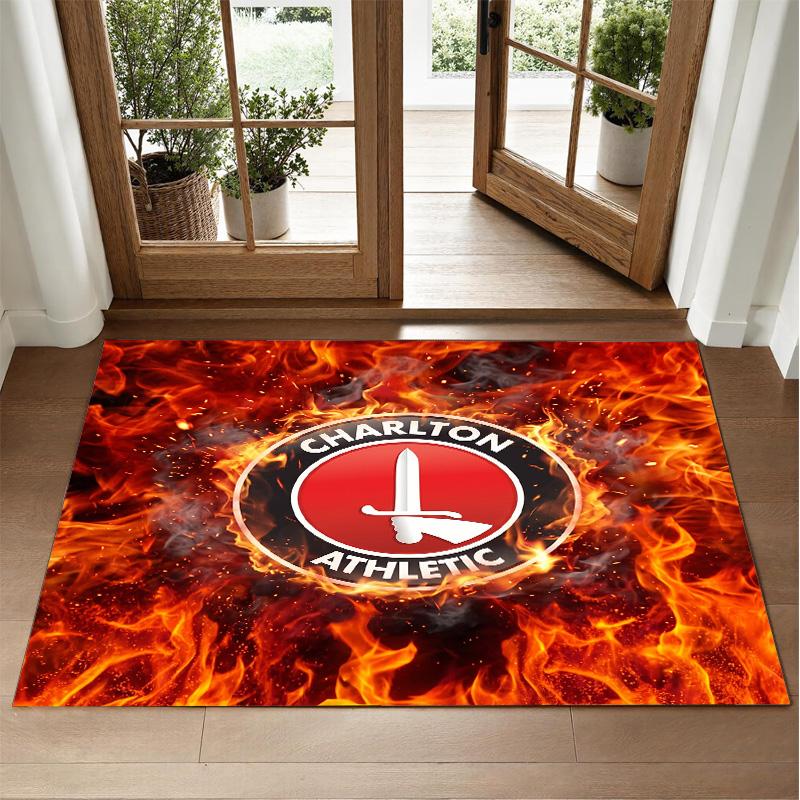 Charlton Athletic FC Design Crystal Velvet Rug Soft Decorative Mat for Bedroom Entrance