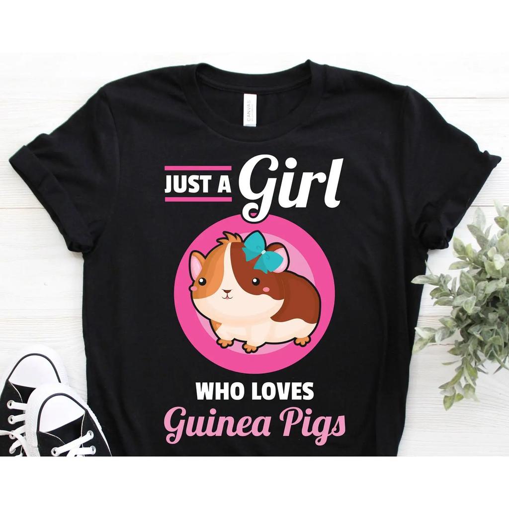 Just A Girl Who Loves Guinea Pigs Cute Cartoon Cavy T Shirt Pet Owner Lover Funny Wheek Animal Birthday Present Top vintage