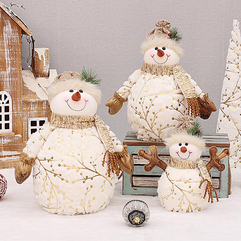 Christmas Plush Snowman Figurine With Foam And Fabric For Holiday Decor