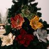 Sparkling Artificial Christmas Flower Velvet Texture Christmas Tree Decor  Tabletop Display