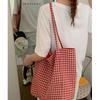 2025 New Trendy College Style Plaid Canvas Bag Female Tote Bag Casual Large-capacity Shopping Bag