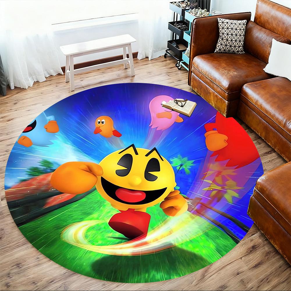 1ks Pac-Man Kulatá podložka pod židli Koberec - Protiskluzová podložka na podlahu do kanceláře, ložnice, domácí dekorace Vánoční dárek p0811253