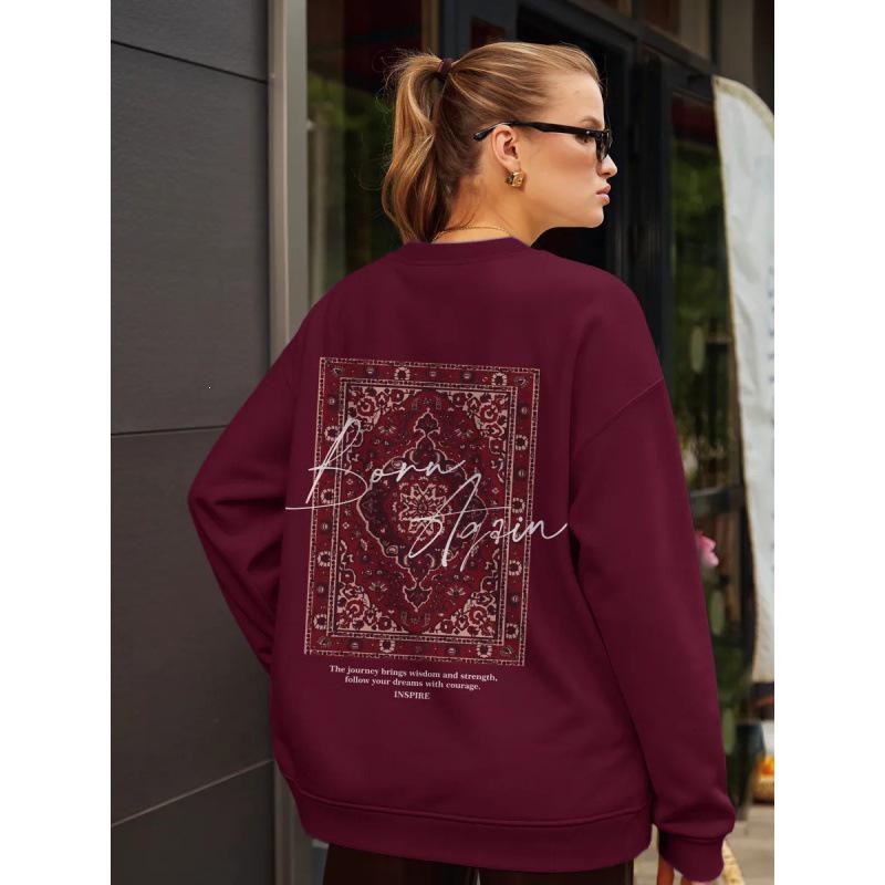 European & American Retro Ins-Style Loose Round Neck Sweatshirt for Women - Autumn/Winter Fashion.