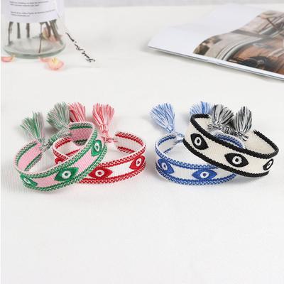 Cross-border Women's Demon Eye Woven Bracelet with Lucky Charm and Tassel