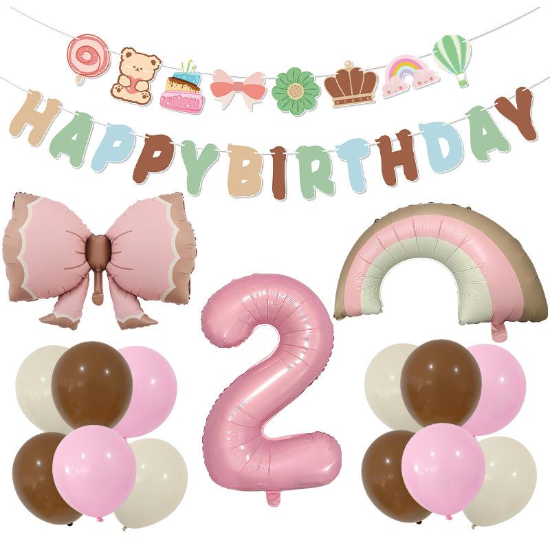 Wind Matte Bow Aluminum Film Balloon Flag Arrangement Props Birthday Party Decoration Balloon Set