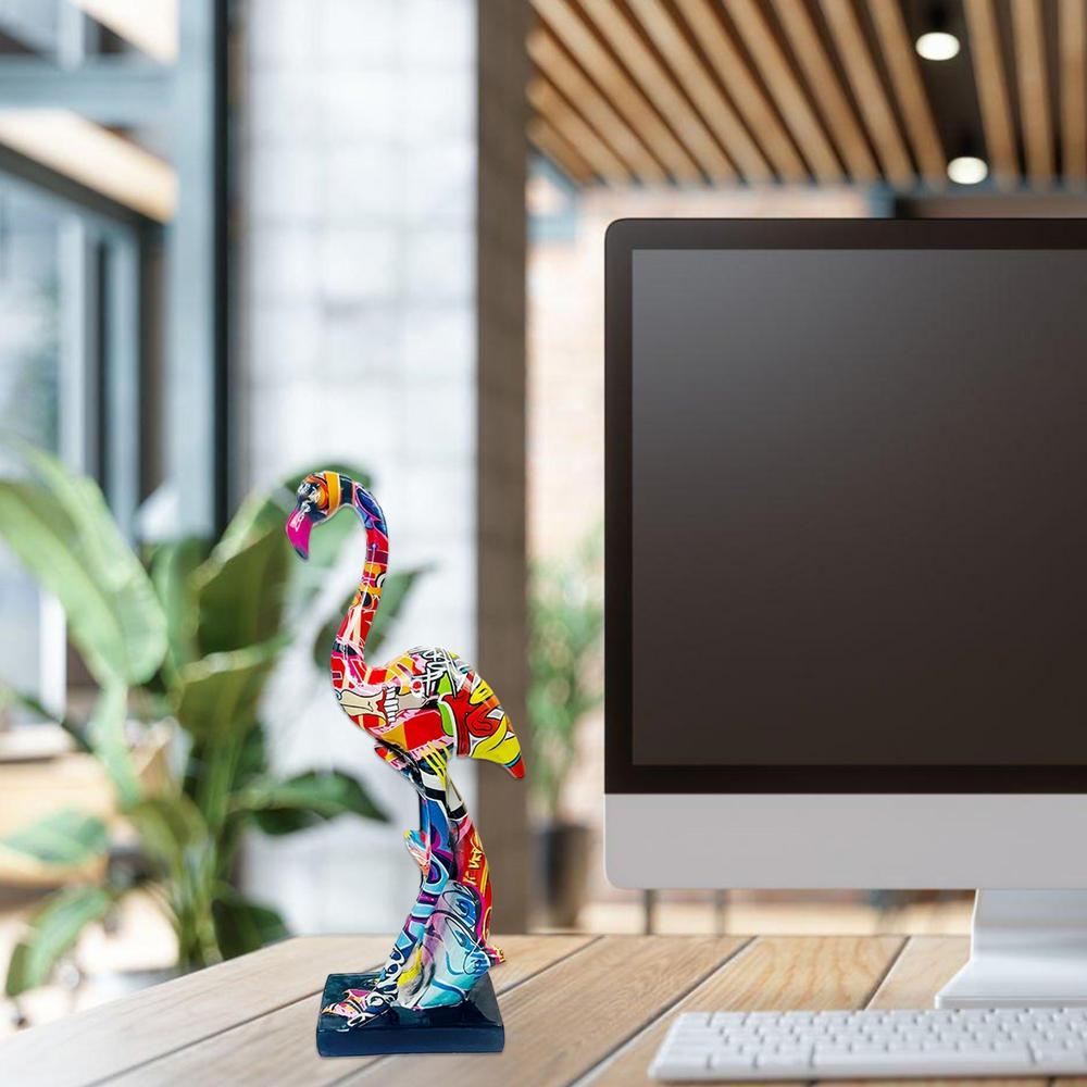 Flamingo Sculpture Resin Animal Graffiti Flamingo Figurines Home Decoration Flamingo Statue Crafts Flamingo Ornament For Leisure
