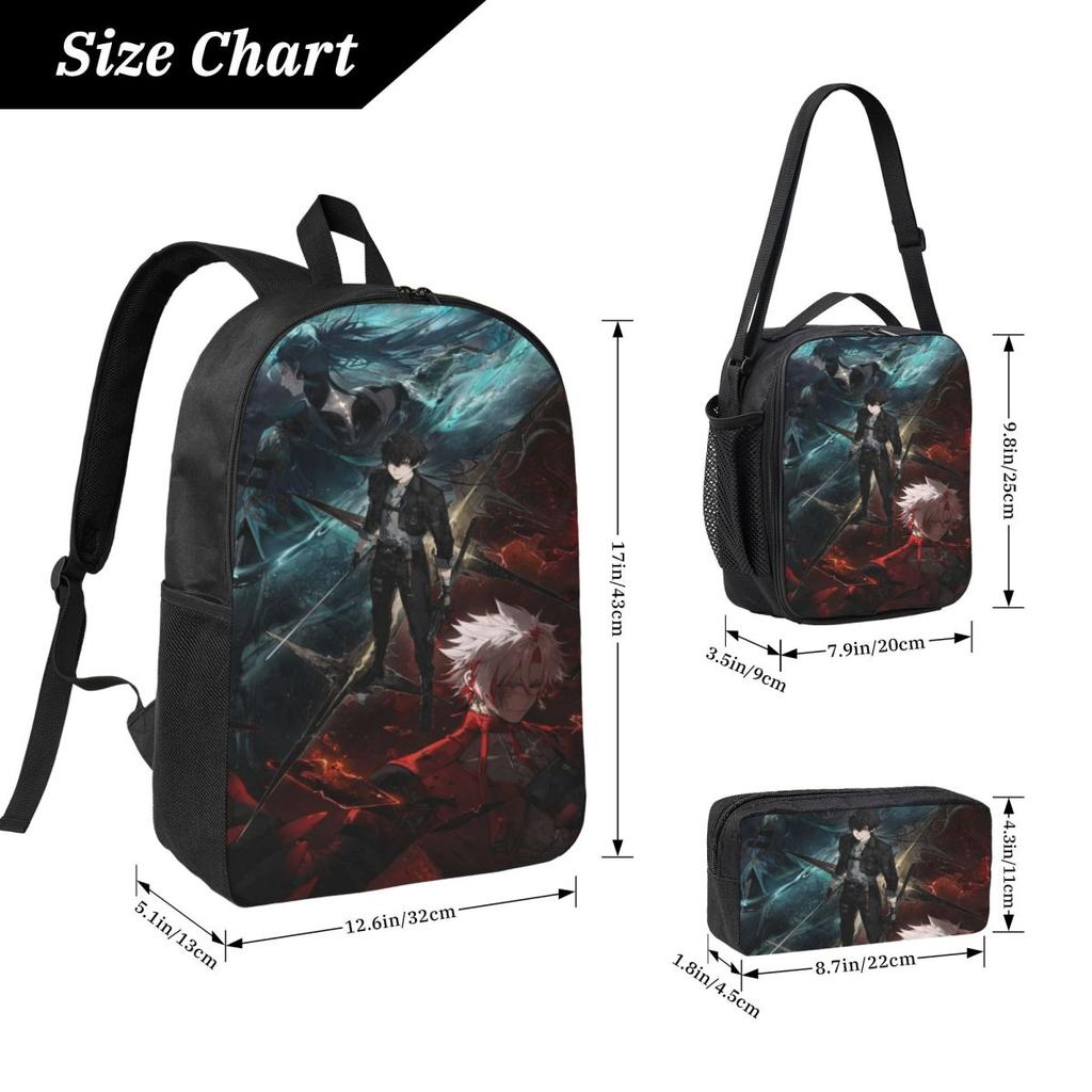 3Pcs Wuthering Waves Game merch Backpack Set for Boy Girl Pencil Boxes Bookbag Sets with Lunch Box For School Students Daypack