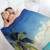 Palm Tree by the Calm Beach Throw Blanket Loose Decorative Beds Sofa Quilt Summer Beddings Blankets