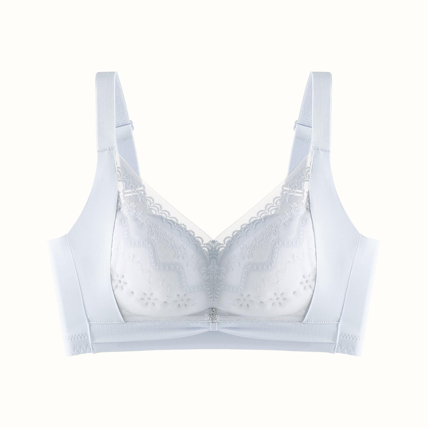 

Female Summer Thin Style Lace Gathers To Prevent Droop To Collect Side Breast Without Bone Without Trace Underwear 34/75BC светло-синий