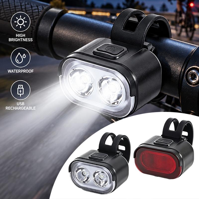 Bicycle Light Bike Headlight Taillight USB Rechargeable LED Front Rear Light Night Riding Safety Cycling Accessories 7