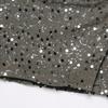 Women Sequins Mini Skirt with Cross Front Twist Detail Side Slit Hidden Zipper Closure Nightclub Short Skirt