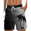 Men's Beach Shorts Summer Fashion Hawaii patterns Drawstring Men's swim Trunks Elastic Waist 3D Print Gradient Breathable Shorts