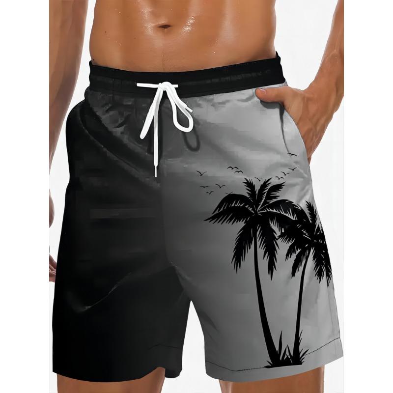 Men's Beach Shorts Summer Fashion Hawaii patterns Drawstring Men's swim Trunks Elastic Waist 3D Print Gradient Breathable Shorts