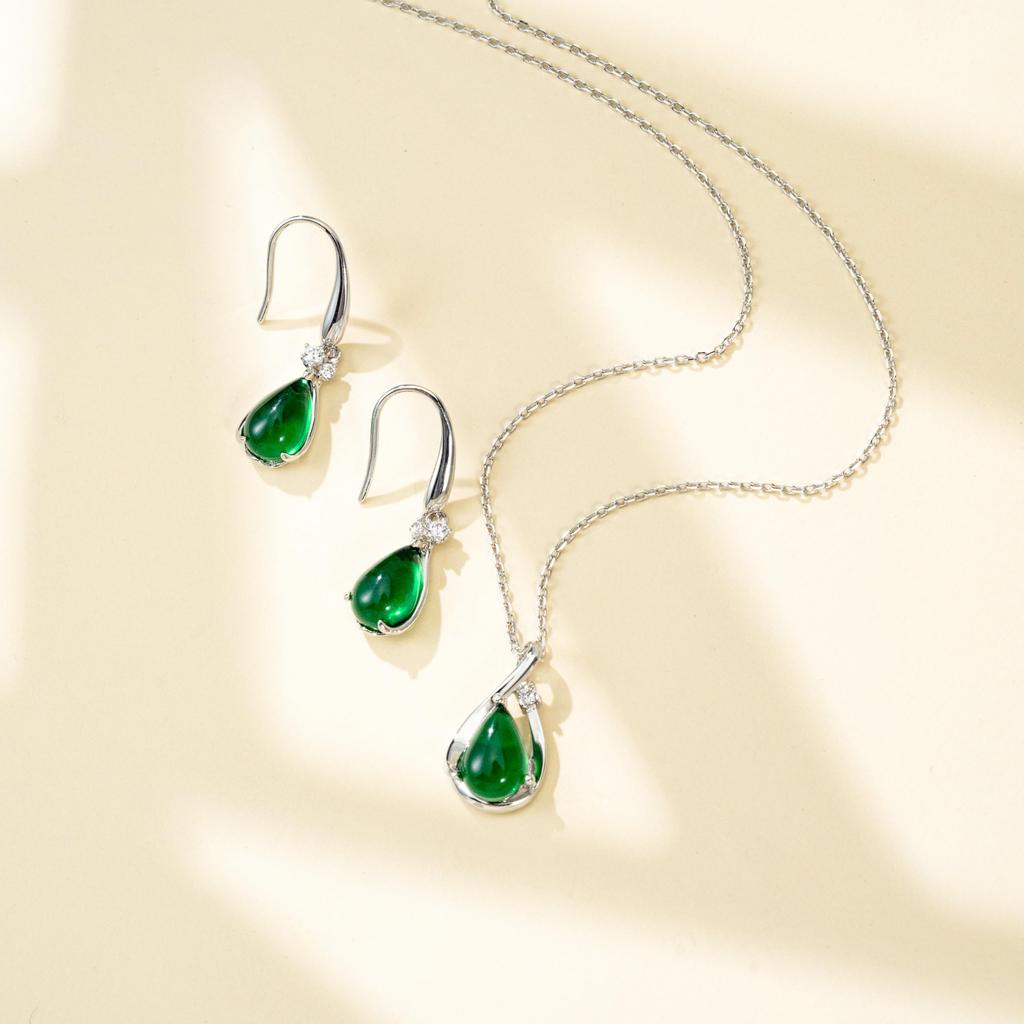 Emerald Earrings Drop May Birthstone Metal Hypoallergenic 925 Silver Hook Earrings Swaying Day Gift for Women FH.bird Women's Mother's