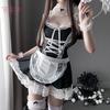Sexy Sexy Lingerie Maid Outfit, Maid Uniform Lace Halter Suspender Nightdress, Deep V Hollow Suit