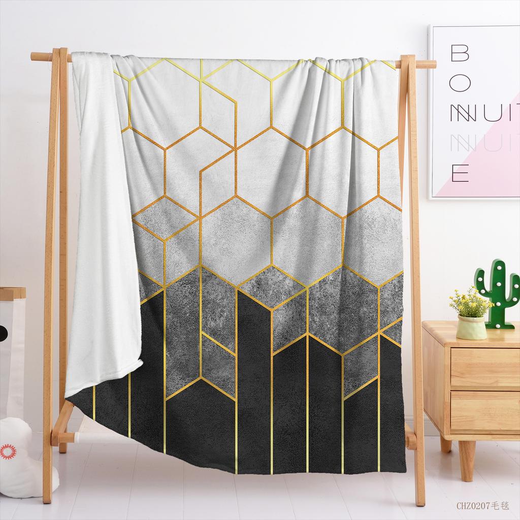 2D honeycomb plaid digital printing flannel blanket blanket wish