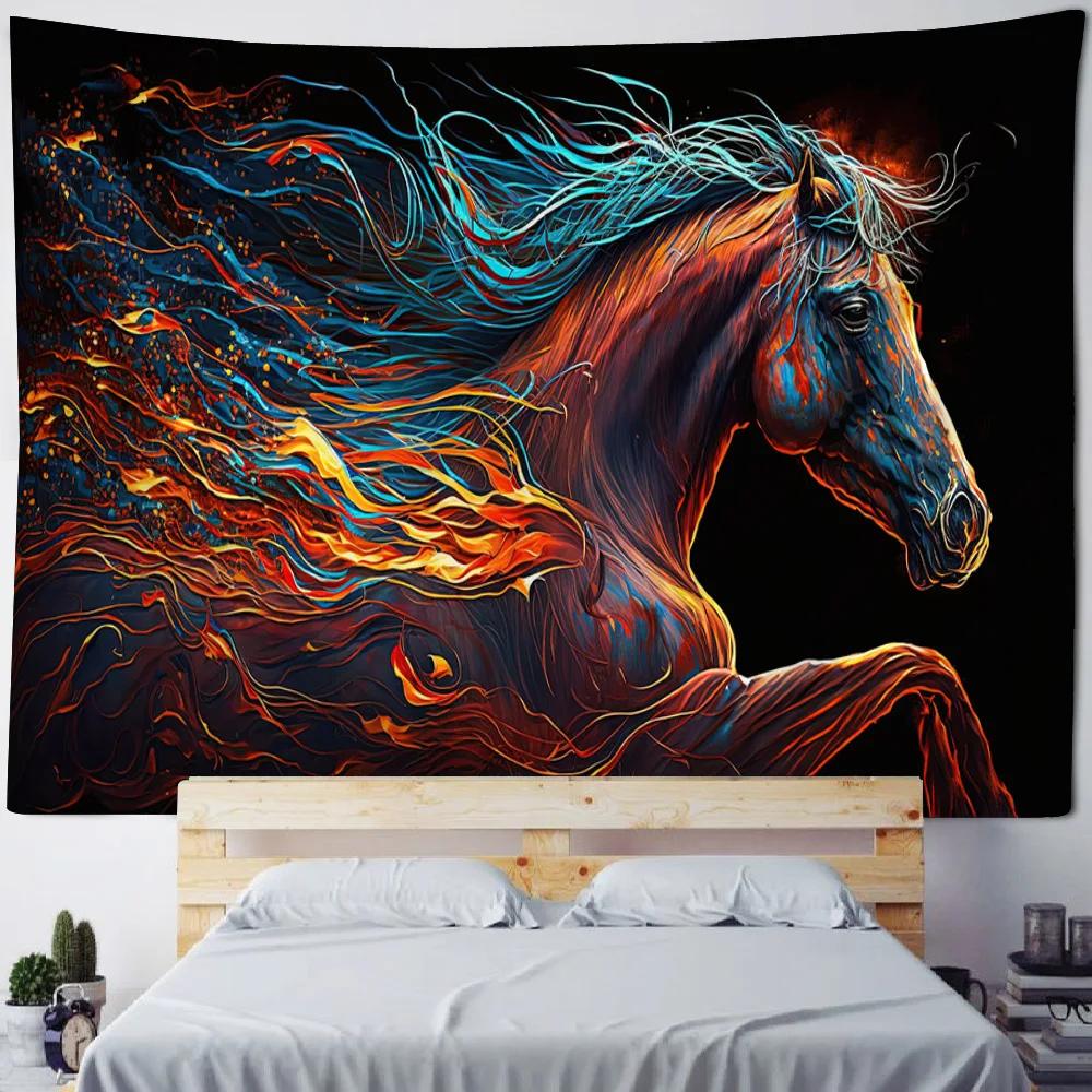 Animal Art Tapestry Room Background Fabric Unicorn Sea View Print Wall Hanging Living Room Bedroom Background Wall Decoration