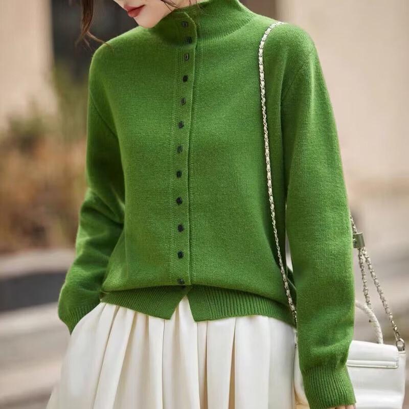 Women's Old Money Style Half-High Collar Knit Cardigan