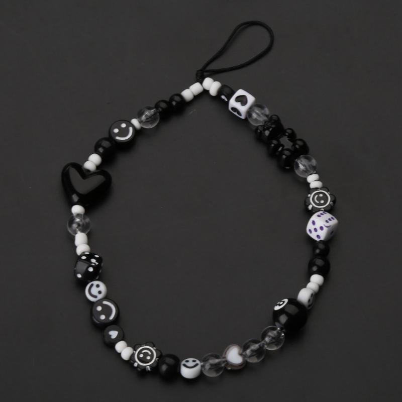 Perlen-Handy-Anhänger-Lanyards Bär Würfel-Perlen-Handschlaufe Handgefertigte Handykette Herz Perlen-Handyband für Frauen