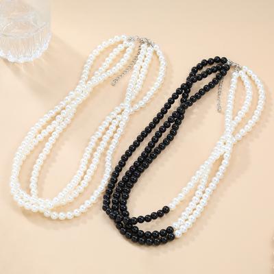 Multi-layer Imitation Pearl Necklace Exaggerated European and American Neckwear Women's Elegant Banquet Bridal Accessories Necklace