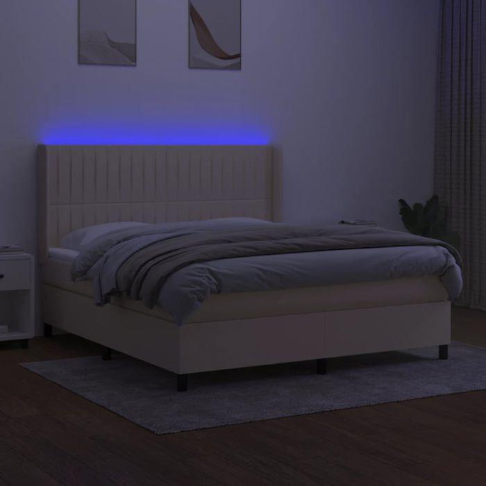 VidaXL Sommier à Lattes de Lit avec Matelas et LED, Lit Rembourré, Lit Double, Lit Adulte de Chambre à Coucher Intérieur, 3138498