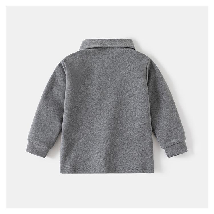 Children's 2024 Long-Sleeve Polo Shirt: Thickened Lapel Korean-Style Top for Boys - Autumn Collection.