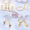 Gold Serie Hoop Earrings 925 Silver Sparkling Irregular Shape Feather Star Earrings Stud for Woman Girl Jewelry Gift