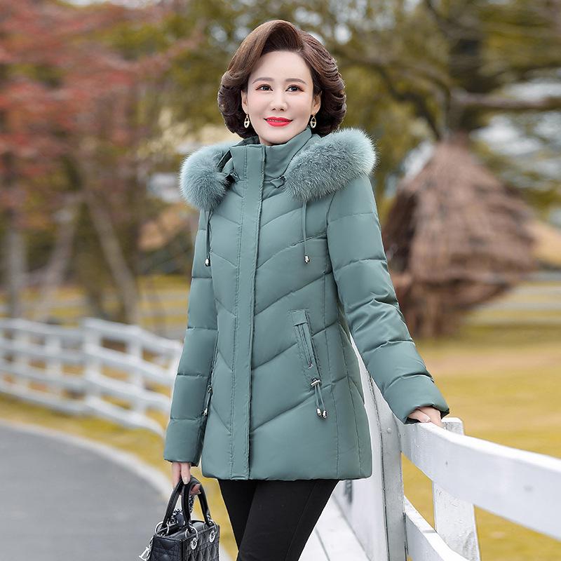 Mom's Fashionable Mid-Length Winter Coat - Age-Reducing Cotton Padded Jacket for Middle-Aged & Elderly Women