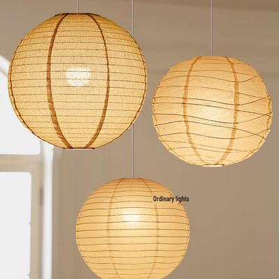 Wabi-Sabi Japanese Linen Rice Paper Pendant Lamp for Minimalist Spaces