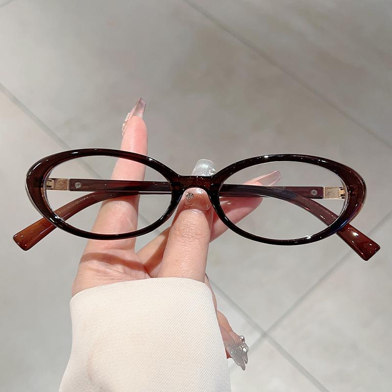 Oval Glasses Women New Vintage Korean Style Blue Light Blocking Optical Frames Trendy Simple Decorative Eyeglasses