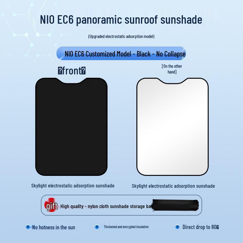 Nio EC6 (2020-2022) Sunroof Static Sunshade: Insulation, Sun Protection, Privacy, Opaque