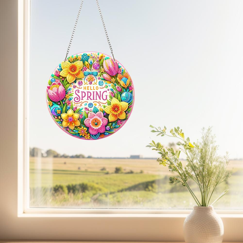 Acrylic 2D Flat DIY Special Shape Hanging Diamond Art Kits Rhinestone Diamond Art Window Pendants Wall Decor for Home & Windows