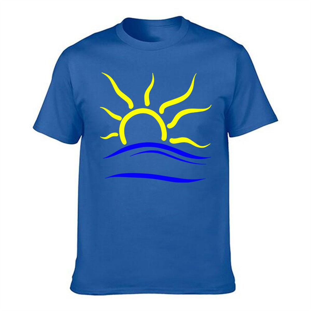 Unisexs Cotton TShirt with Sun Wave Graphic Casual Summer Short Sleeve Tee for Beach Vacation Daily Wear