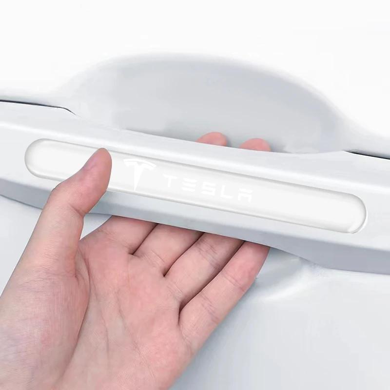 XLGJS1 Car Door Bowl Handle Protector Stickers Transparent Anti-scratch Film for Tesla Model 3 S Style Roadster Model X Y Hub Caps