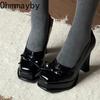 Hottie Platform Thick Heel Women Mary Jane Shoes Concise Shallow Slip On Work Shoes Elegant Women's Stripper Party Dress Pumps