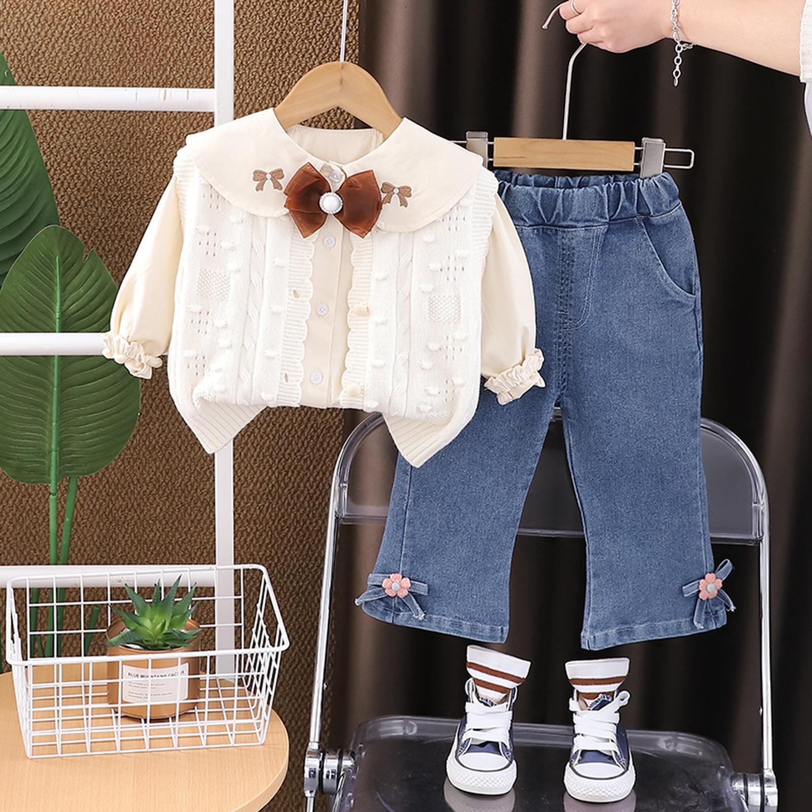 

Детский повседневный комплект с длинным рукавом, удобные наряды для повседневной носки 90 белый