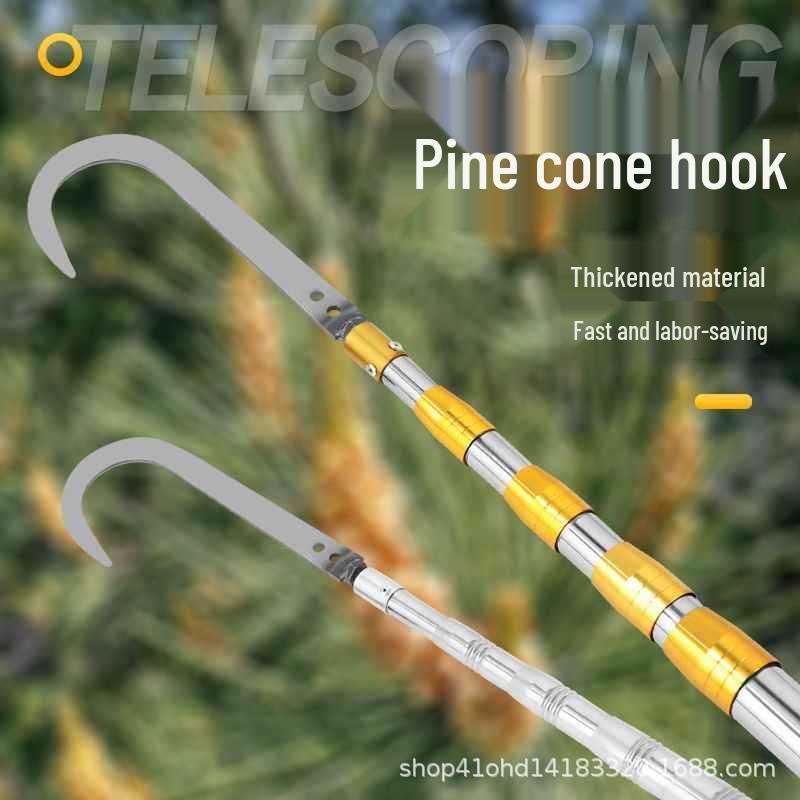 Outdoor Fishing and Fruit Picking Telescopic Pole with Net, Hook, and Sickle, Adjustable from 1.5 To 7 Meters.