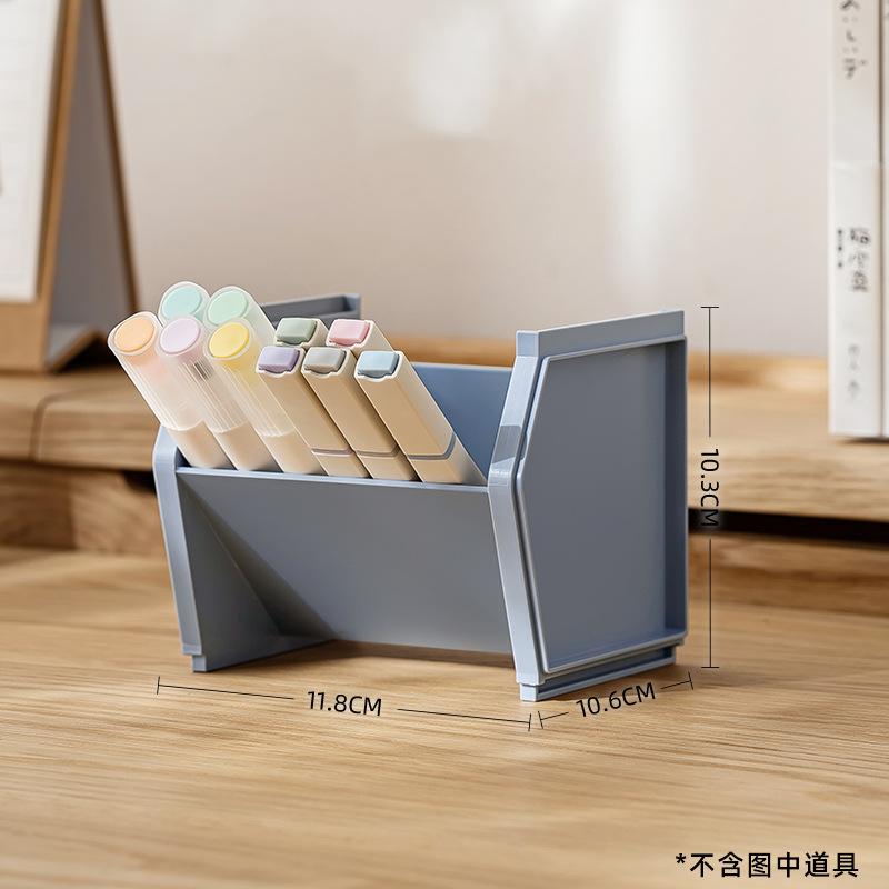 Stackable Slanted Pen Holder Storage Box, Student Desk Stationery, Plastic Square High-value Pen Holder