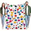 1pc Colorful Stars Digital Printed Design Blanket - All-Season Soft Flannel Throw with Vibrant Star Pattern, Mixed Colors for