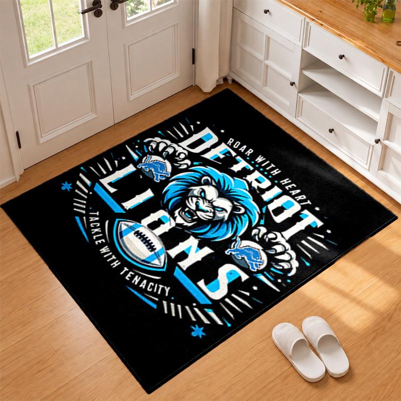 Detroit Lions Carpet Door Mat for Living Room or Bedroom Protective Mat Under Chair Office Decoration Christmas Gift Birthday Present